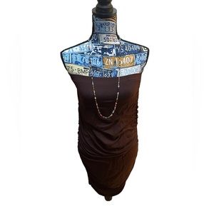 Brown ruched tube dress